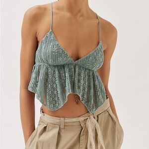 Urban Outfitters Lace Trimmed Teal Camisole